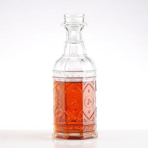 China Special Shape Strange Engraved Glass Bottle for Alcohol Whiskey Rum Gin Vodka Bourbon factory