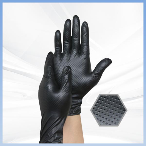 Safety Gloves Construction Work Diamond Textured Nitrile Gloves Safety Rubber