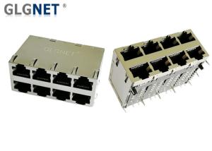 China Female Ethernet Connector Magnetic POE RJ45 Network Jack 2x4 Stacked factory
