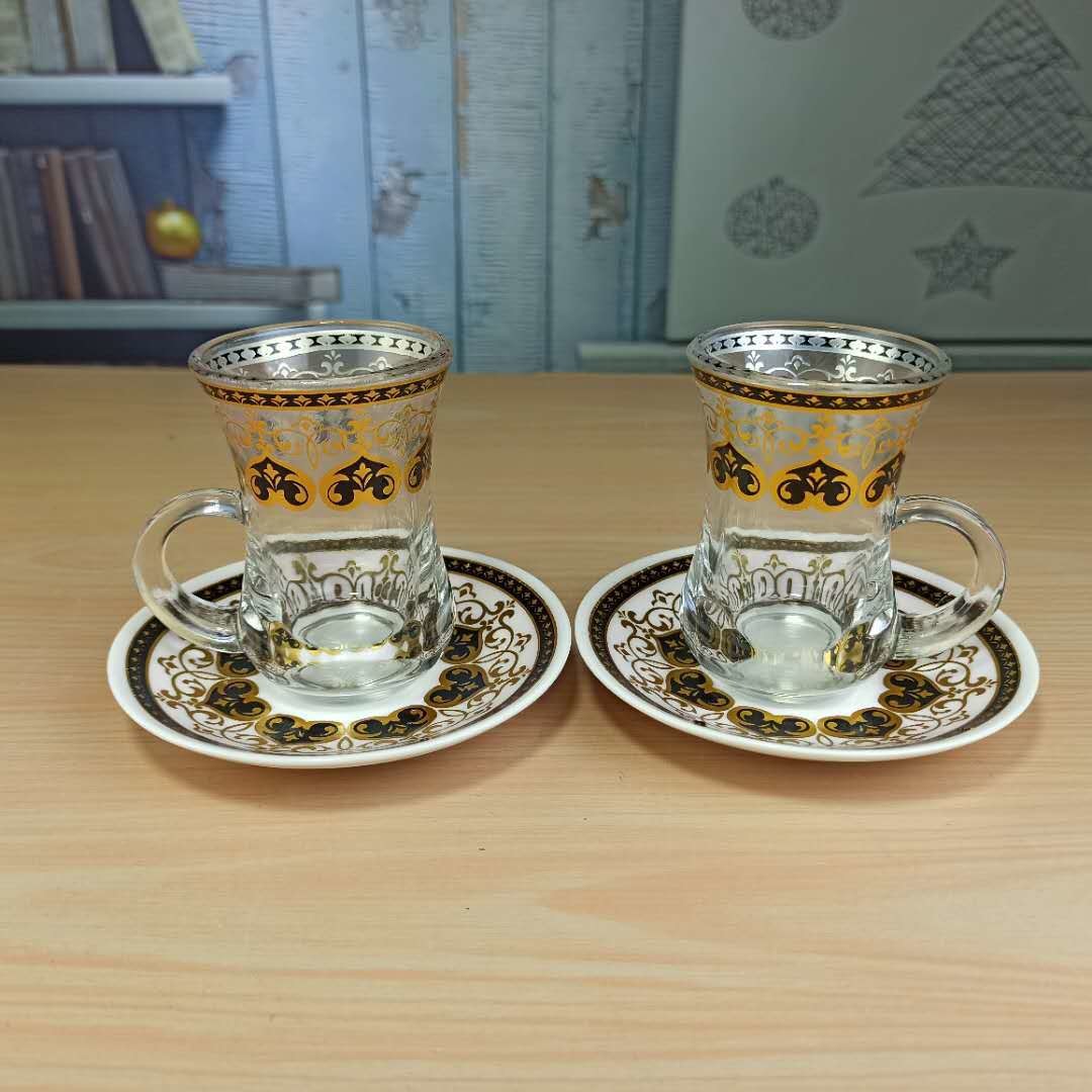 OEM 100ml Glass Cup And Saucer Retro Tree Glass Teacup