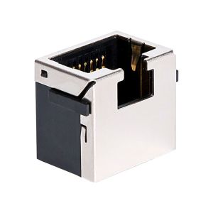 Copper Alloy Shield Rj45 Connector With Panel Stop Tab Up 8P8C SMT