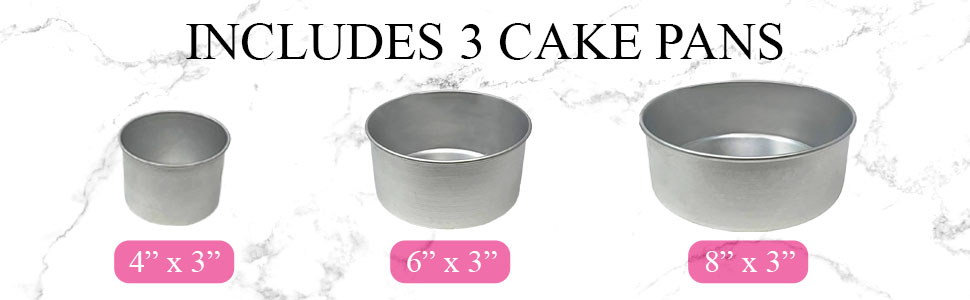 4-Inch, 6-Inch, 8-Inch Cake Pan Set For 3-Tiered Cake - Aluminum Cake Pans Sets For Baking Wedding Birthday Cakes