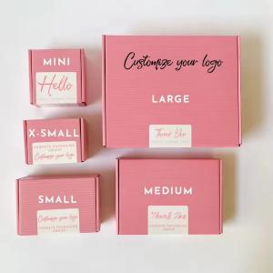 China Custom Logo Printing Cardboard Shipping Mailer Box Pink Cosmetics Mailing Packaging Boxes With Raffias factory