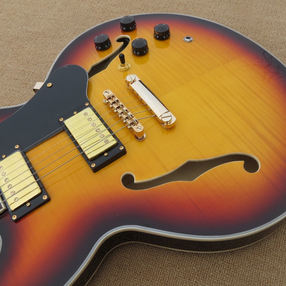 Hot Selling China L5 Electric Guitars Tiger Flame Finish