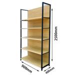 Wood Grain Supermarket Gondola Shelf Heavy Duty Cold-rolled Steel Goods Display