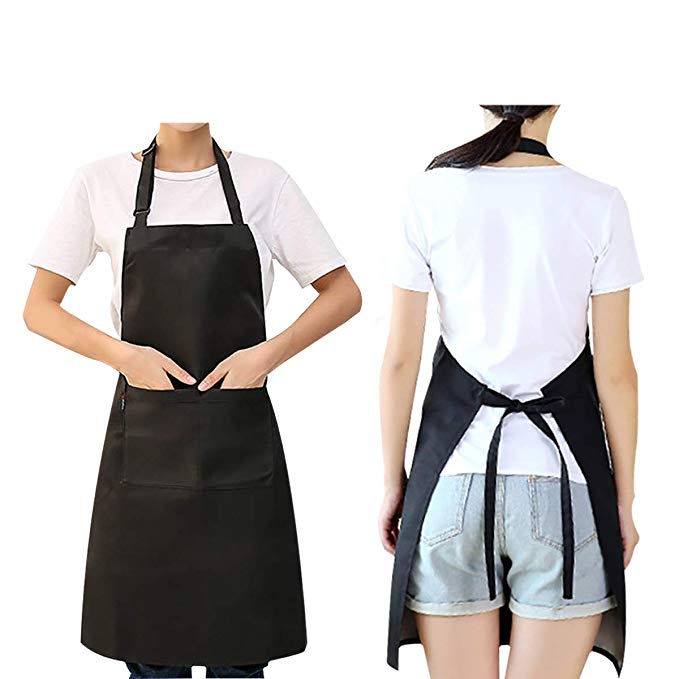 Waterproof Unisex Black Cotton Apron Professional Barista Antifouling Full Body Length