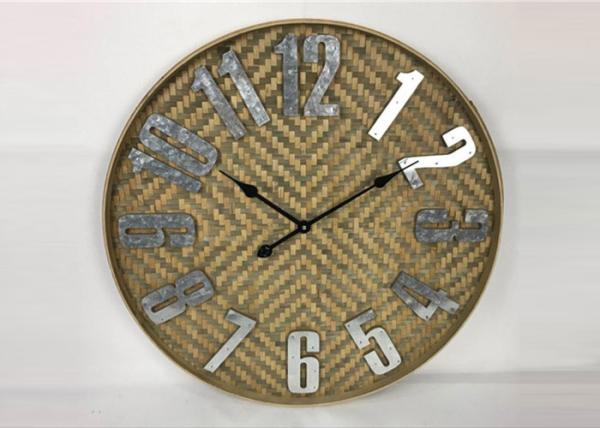 ZYWSC001 27.5" Farmhouse Bamboo Rattan Round Wall Clock Country Style For Wall