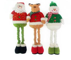 China Stuffed Reindeer Snowman Doll Christmas Plush Toys With Streaching Leg factory