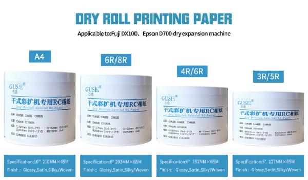 7.62cm Core Dry Minilab Photo Paper For Fujifilm Frontier Epson Surelab RC Photo