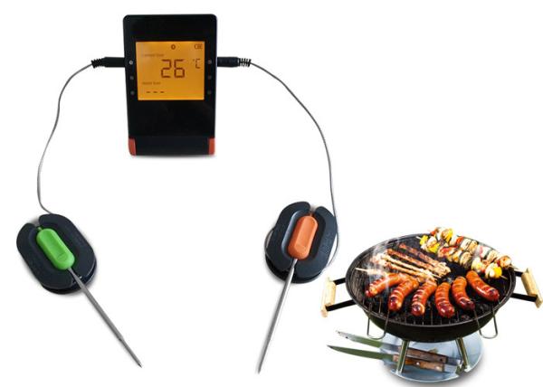 Large LCD Screen Display Bluetooth Food Thermometer For Meat BBQ Smoker With 2