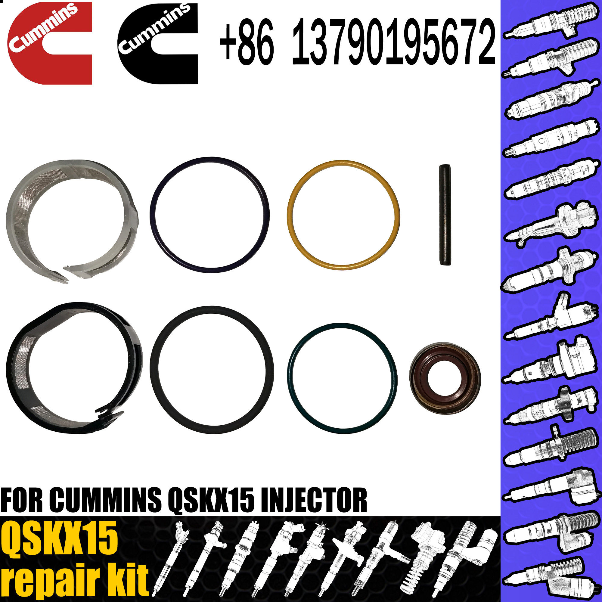 QSKX15 Diesel Injector Repair Kit High Speed Steel Diesel Engine Rings