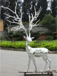 Hotel Decor Deer Stainless Steel Mirror Sculpture Garden Scenic Courtyard Park