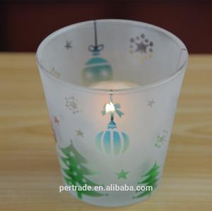 China Frosted Color Pattern Vintage Glass Candle Holders For Christmas factory