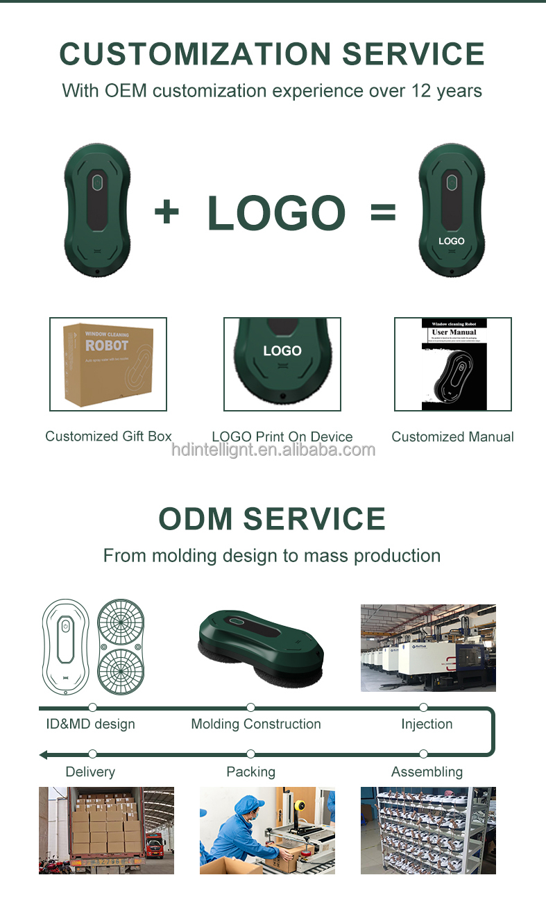 Customized Logo Window Robot Cleaner with Remote Control and 3 Mins/m2 Clean Speed