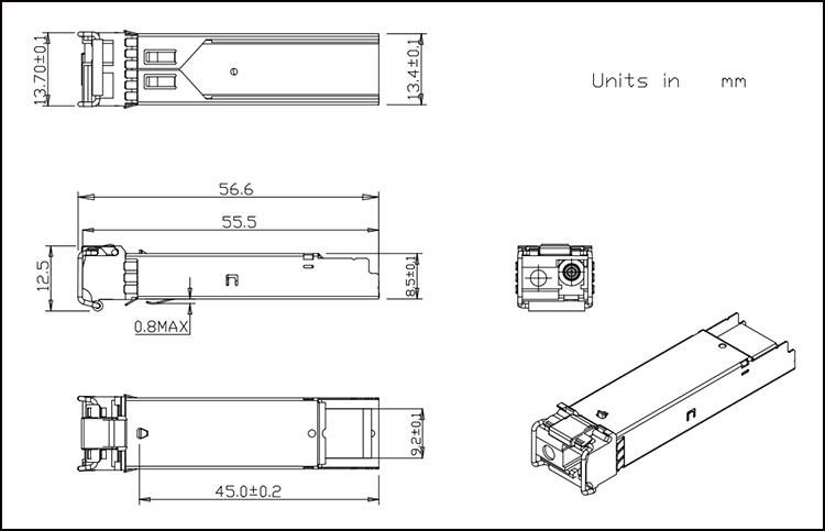 Singlemode Optical Transceiver Module BIDI SFP Transceiver 1.25g 1310/1550 10km