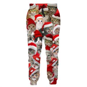 China 3D Digital Printing Christmas Snowflake Sweatpants Straight Men And Women Loose Casual Trousers factory