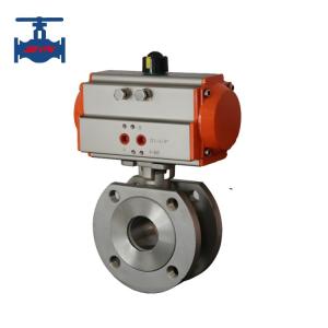 China Pneumatic Actuator Driven WCB Ball Valve CF8 CF8M Wafer Type Ball Valve Ultra Thin factory