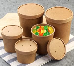 China 8 Oz Food Takeaway Containers Kraft Paper Soup Bowl Fruit Pizza Soup Safety factory