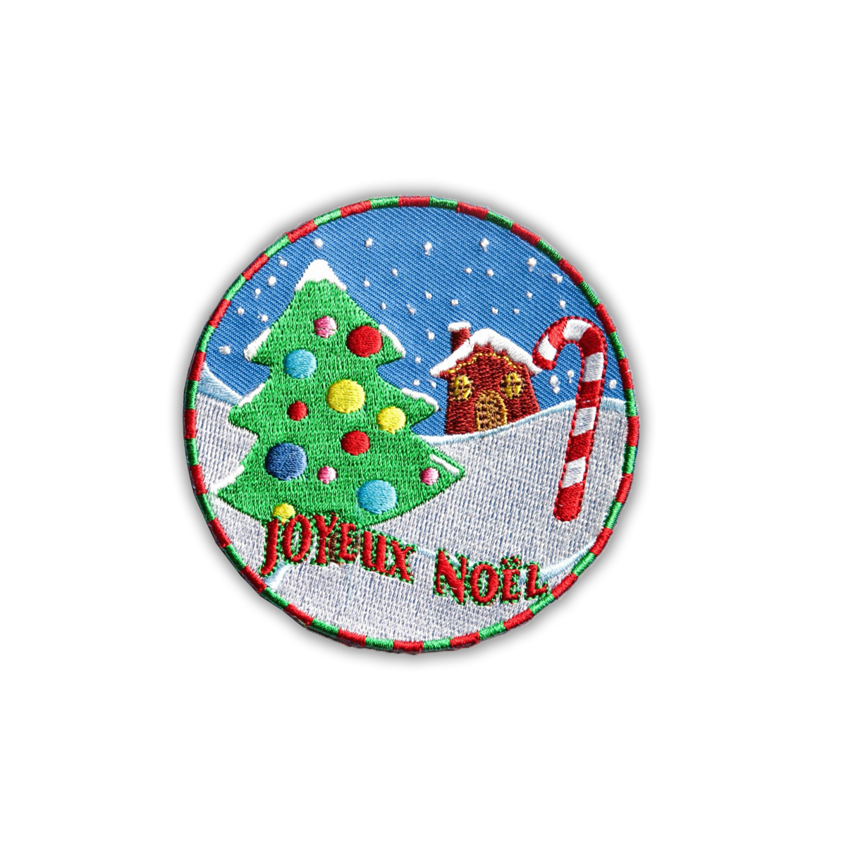Merry Christmas 3D PVC Patches Embroidered Merrowed Cut Border