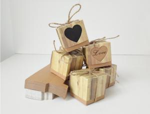China Tiled Out Wood Grain Paper Laser Cut Wedding Favor Boxes factory