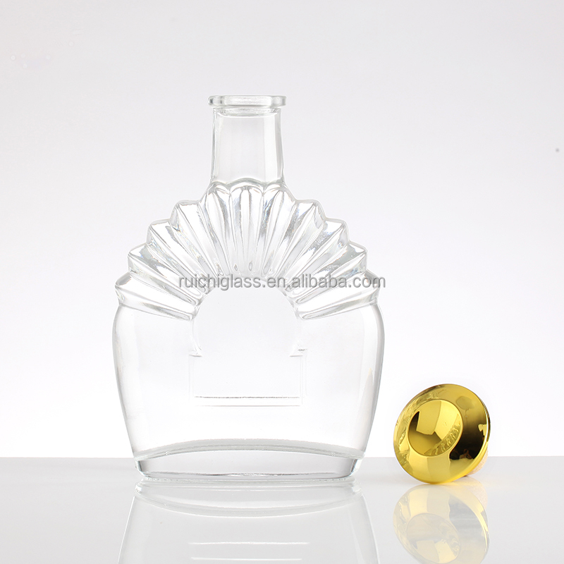 Custom Emboss Glass Fashion Vodka Glass Bottles at with Hot Stamping Surface Handling