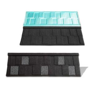 China 0.40mm AZ40 Black White Color Stone Shingle Roof Metal Tiles AluZinc Base Metal 2000 Pcs MOQ 50 Years Warranty factory