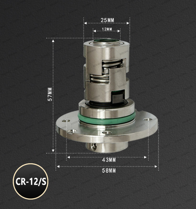 BERGMAN Replace Grundfos GLF-CR-12 16 Mm Three Holes Pump Mechanical Seal CAR SIC TC VITON EPDM