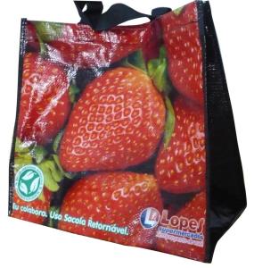 China Durable 120g PP Woven Shopping Bags, Eco-friendly Reusable Carrier Bag With Berry Photos factory