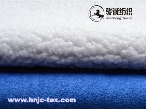China Soft handle suede fabric with lamb wool back for woman dress and other apparels factory