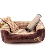 Detachable Washable Pet Nest Dog Bed Brown White
