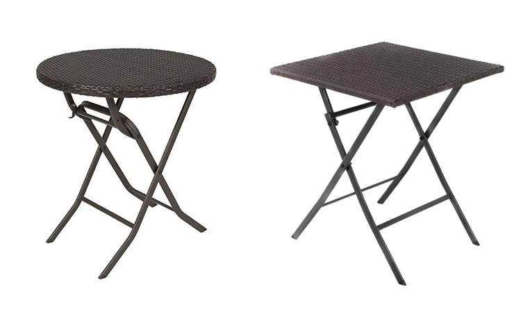 Outdoor Courtyard Furniture Set with Foldable PE Rattan Wicker Dining Table and Chair