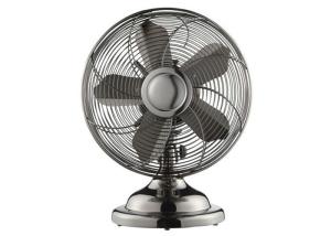 China Brushed Nickel Portable Metal Desk Fan Strong Wind 120V 50HZ / 60HZ factory