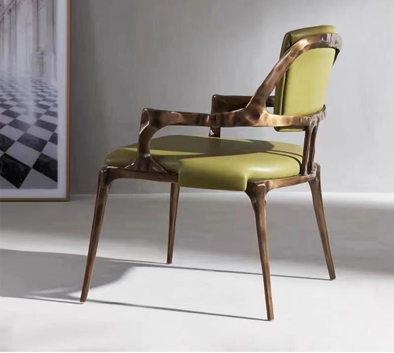 5 Star Hotel Restaurant Furniture Solid Metal Backrest Dining Leather Lounge Chair