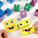 New Montessori Expression Puzzle Face Change Cube Building Blocks Toys Early
