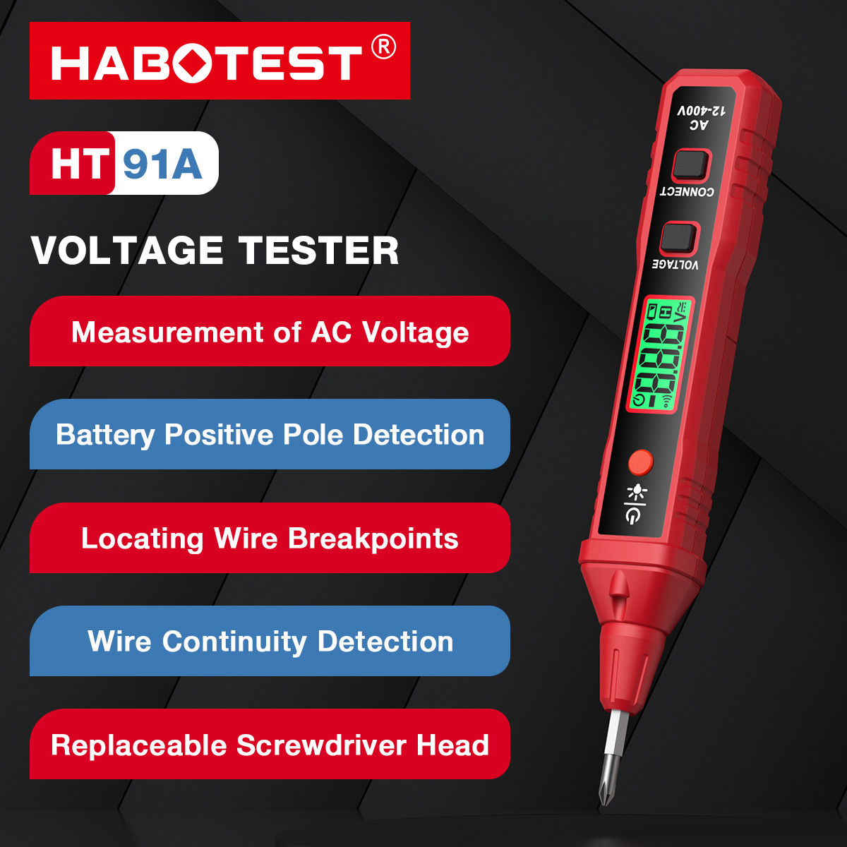 HT91A Non Contact AC Voltage Tester Digital Voltage Detector Electric Test Pen Voltage Tester Pen