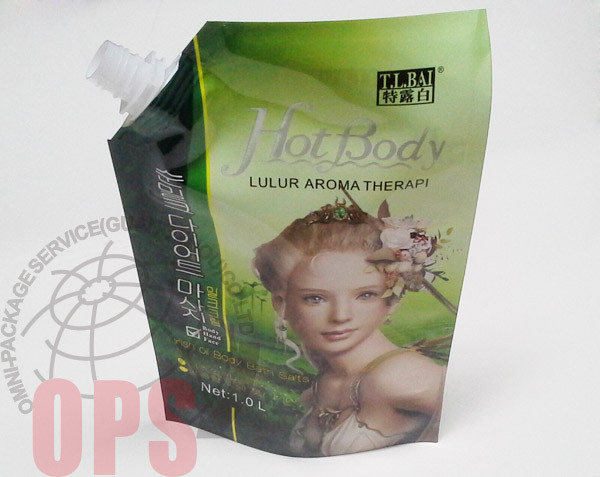 China Side Spout Stand Up Pouch , 1L bath salt Packaging Bag factory