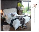 Headboard Upholstered Fabric King Wooden Bed
