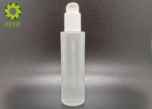 China 4oz 120ml Empty Frosted Glass Cosmetic Bottles With White Color Pump Sprayer factory