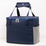 Double Zipper Polyester 22CM Depth Insulated Lunch Cooler Bags