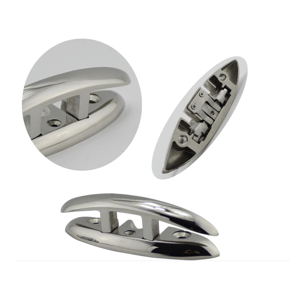 Marine Hardware Fittings 316 Stainless Steel Flush Mount Pull Up Cleat for Watercrafts