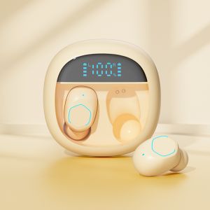 ETEK Transparent-Lid LED Display Wireless Earphones BT 5.3 Touch-Control