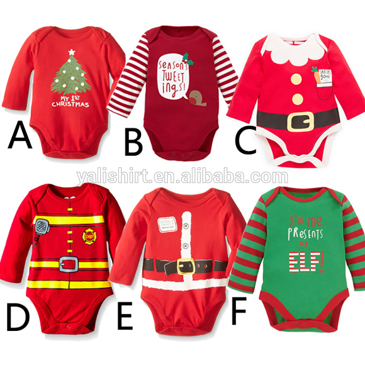 Long Sleeves Cute Newborn Baby Clothes Infant Christmas Romper Winter