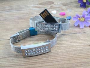 China Metal Shell Silicone Wristband USB Flash Drive Bracelet Leather 32GB 128GB factory