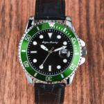 1.6 Inch Water Resistant Green Leather Watch 3ATM