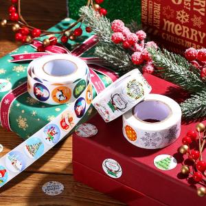 China Scratch Off CMYK Round Sticker Labels Merry Christmas And Happy New Year Stickers factory
