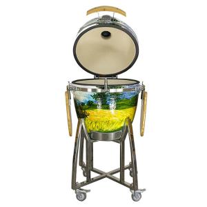 China 21 Inch Hand Painted Ceramic Grill BBQ European And American Smoked Barbecue Artifact Pizza Oven factory
