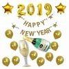Large Foil Party Balloons Champagne Bottle Goblet Shape / Gold Stars Banner