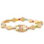 Gold Plated Handmade Beads Chain Link Bracelets With Round Faceted Crystal