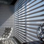 Eco Friendly Electric Cordless Curtain Blinds Shangrila Striped Sheer Automatic
