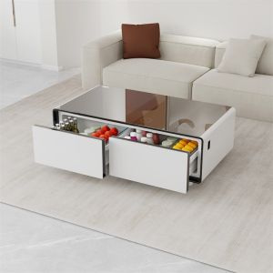 China Modern Stainless Steel Smart Coffee Table with Touch Control Screen LED Lighting and 135L Capacity factory
